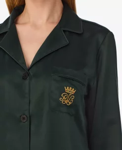 Lauren Ralph Lauren Women's Matte Satin Notched-Collar Pajamas Set -White Mark Shop 22864890 fpx