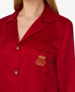 Lauren Ralph Lauren Women's Matte Satin Notched-Collar Pajamas Set -White Mark Shop 22864900 fpx