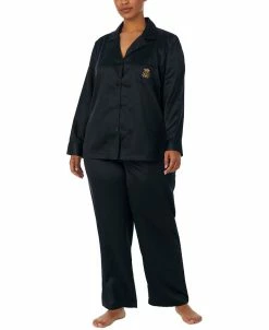 Lauren Ralph Lauren Plus Size Matte Satin Notched-Collar Pajamas Set
