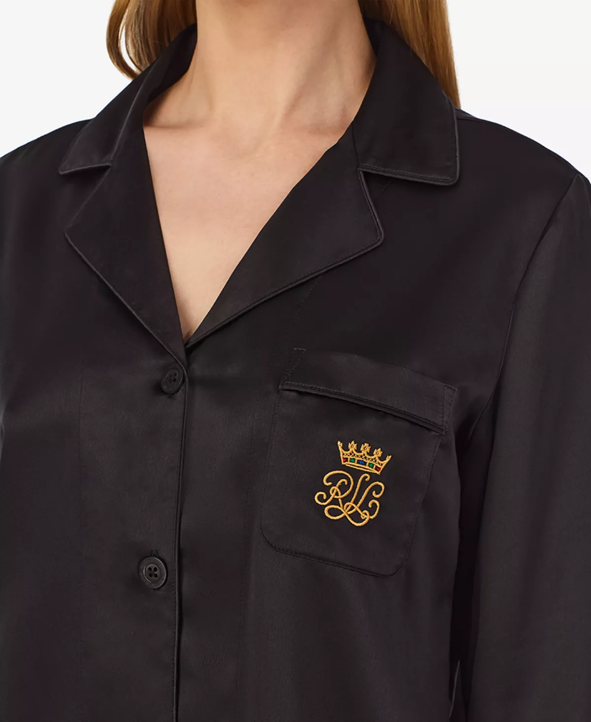 Lauren Ralph Lauren Petite Matte Satin Notched-Collar Pajamas Set 3 Lauren Ralph Lauren Petite Matte Satin Notched-Collar Pajamas Set - Image 3
