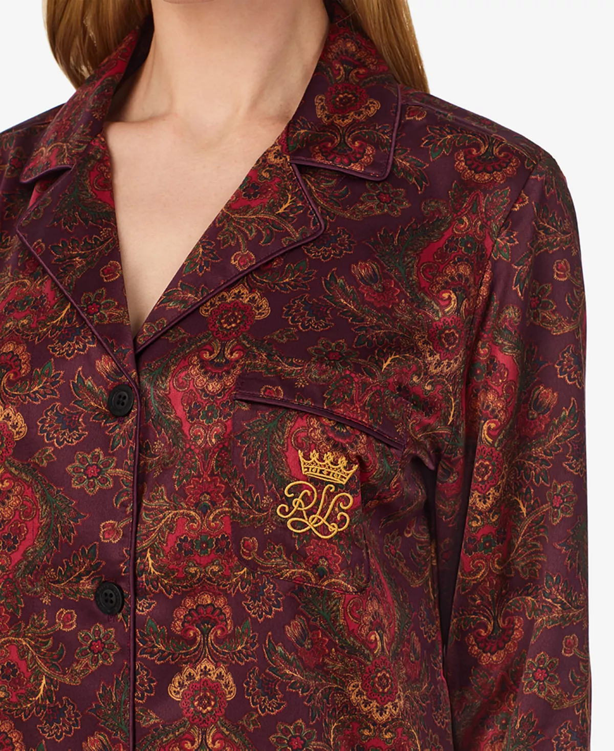 Lauren Ralph Lauren Petite Matte Satin Notched-Collar Pajamas Set 6 Lauren Ralph Lauren Petite Matte Satin Notched-Collar Pajamas Set - Image 6
