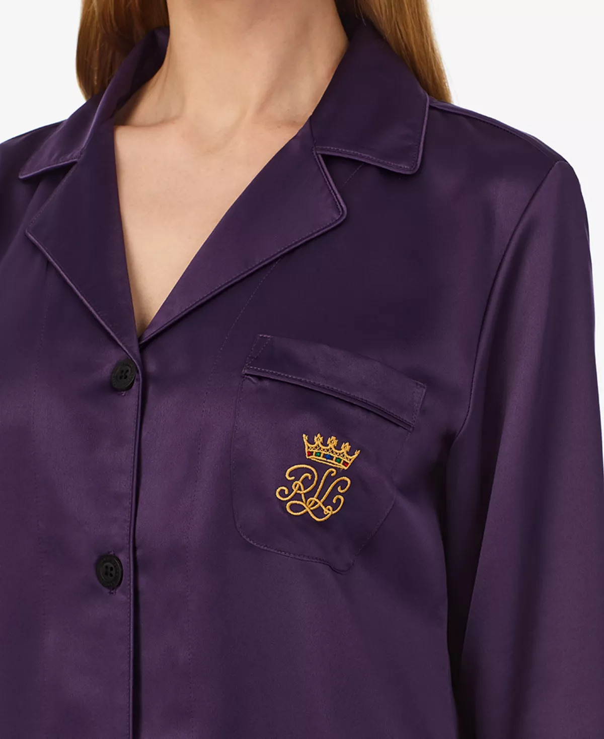 Lauren Ralph Lauren Petite Matte Satin Notched-Collar Pajamas Set 5 Lauren Ralph Lauren Petite Matte Satin Notched-Collar Pajamas Set - Image 5
