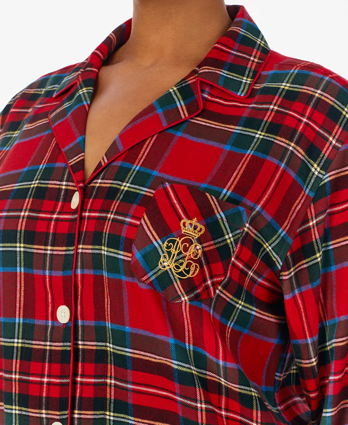 Lauren Ralph Lauren Plus Size Plaid Notched-Collar Pajamas Set 3 Lauren Ralph Lauren Plus Size Plaid Notched-Collar Pajamas Set - Image 3