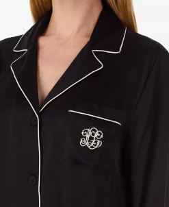 Lauren Ralph Lauren Women's Silk Notched-Collar Pajamas Set -White Mark Shop 22914097 fpx