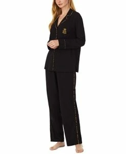 Lauren Ralph Lauren Women's Notched-Collar Pajamas Set -White Mark Shop 22914114 fpx