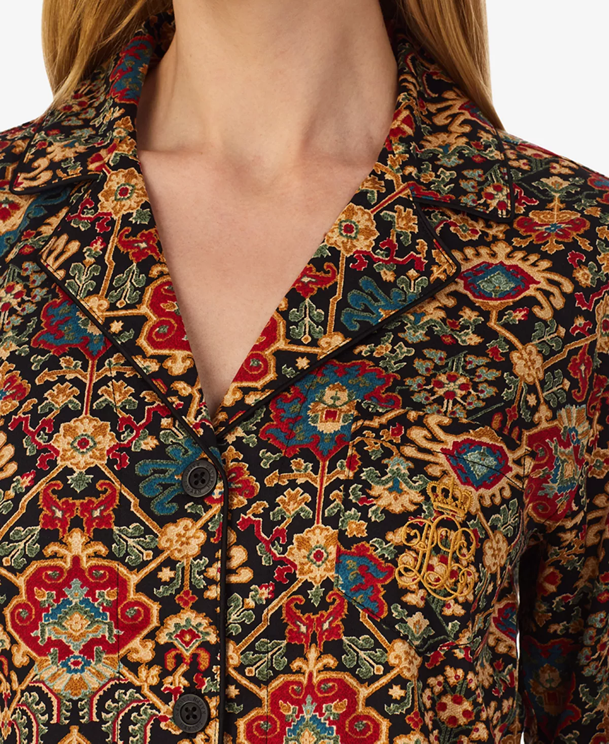 Lauren Ralph Lauren Women's Printed Sateen Pajamas Set 3 Lauren Ralph Lauren Women's Printed Sateen Pajamas Set - Image 3