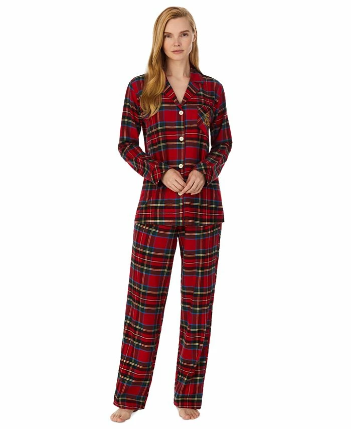 Lauren Ralph Lauren Petite Plaid Notched-Collar Pajamas Set 1 Lauren Ralph Lauren Petite Plaid Notched-Collar Pajamas Set