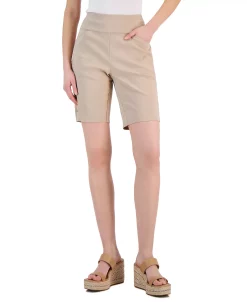 INC International Concepts Women's Curvy Mid Rise Pull-On Bermuda Shorts, Created For Macy's 14 INC International Concepts Women's Curvy Mid Rise Pull-On Bermuda Shorts, Created For Macy's -White Mark Shop 22979070 fpx