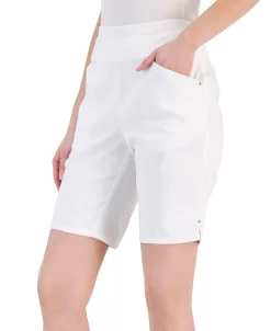 INC International Concepts Women's Curvy Mid Rise Pull-On Bermuda Shorts, Created For Macy's 13 INC International Concepts Women's Curvy Mid Rise Pull-On Bermuda Shorts, Created For Macy's -White Mark Shop 22979555 fpx