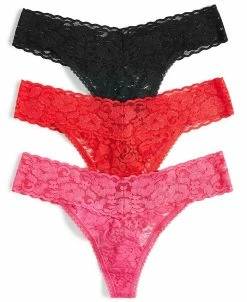 INC International Concepts Women's 3-Pk. Lace Thong Underwear, Created For Macy's