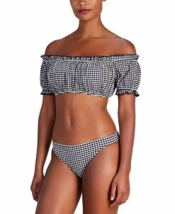 Kate Spade New York Women's Off-The-Shoulder Check-Print Bikini Top & Bottoms