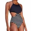 Kate Spade New York Women's High-Neck Mixed-Print One-Piece Swimsuit