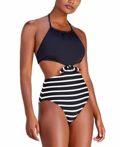 Kate Spade New York Women's High-Neck Mixed-Print One-Piece Swimsuit