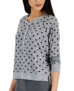 Alfani Women's Long-Sleeve Hacci Pajama Top, Created For Macy's -White Mark Shop 22999060 fpx