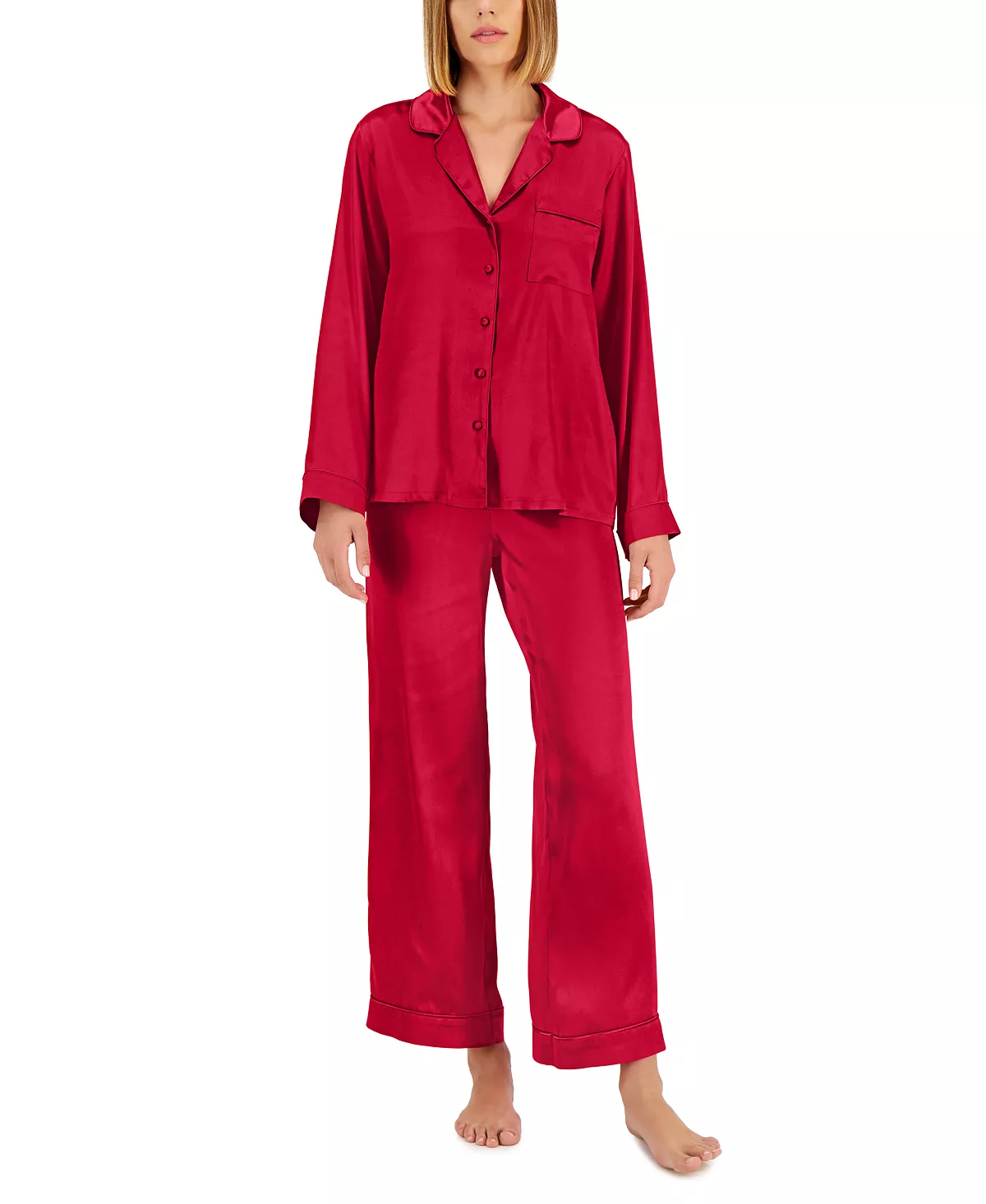 INC International Concepts Satin Notch Collar Pajama Set, Created For Macy's 1 INC International Concepts Satin Notch Collar Pajama Set, Created For Macy's