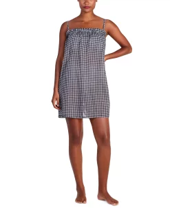Kate Spade New York Women's Cotton Check-Print Cover-Up Mini Dress -White Mark Shop 23013022 fpx