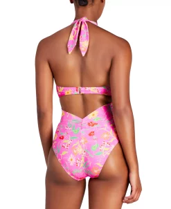 Kate Spade New York Women's Knot-Front Halter One-Piece Swimsuit -White Mark Shop 23013038 fpx