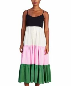 Kate Spade New York Women's Colorblocked Tiered Midi Dress Cover-Up 7 Kate Spade New York Women's Colorblocked Tiered Midi Dress Cover-Up -White Mark Shop 23013088 fpx