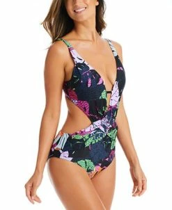 Bar III Paradise Palms Drape Front Open Back Monokini, Created For Macy's 7 Bar III Paradise Palms Drape Front Open Back Monokini, Created For Macy's -White Mark Shop 23024615 fpx
