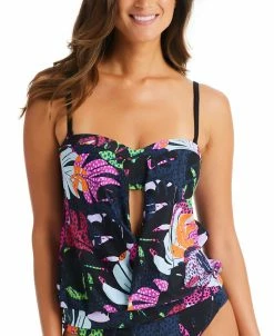 Bar III Women's Paradise Palms Convertible Tropical-Print Tankini Top, Created For Macy's