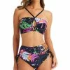 Bar III Paradise Palms Bandeau Bikini Top & High Waist Side-Tie Bottoms, Created For Macy's