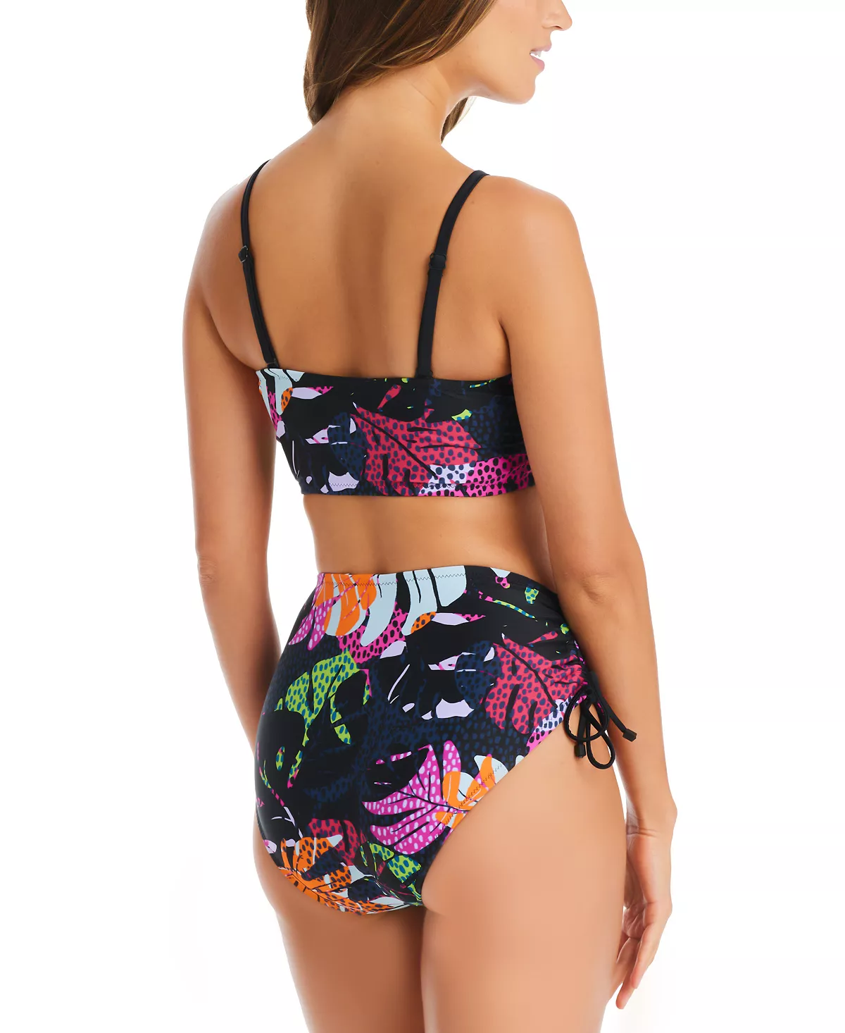 Bar III Paradise Palms Bandeau Bikini Top & High Waist Side-Tie Bottoms, Created For Macy's 2 Bar III Paradise Palms Bandeau Bikini Top & High Waist Side-Tie Bottoms, Created For Macy's - Image 2