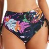 Bar III Women's Tropical-Print Ruched-Side High Waist Swim Bottoms, Created For Macy's