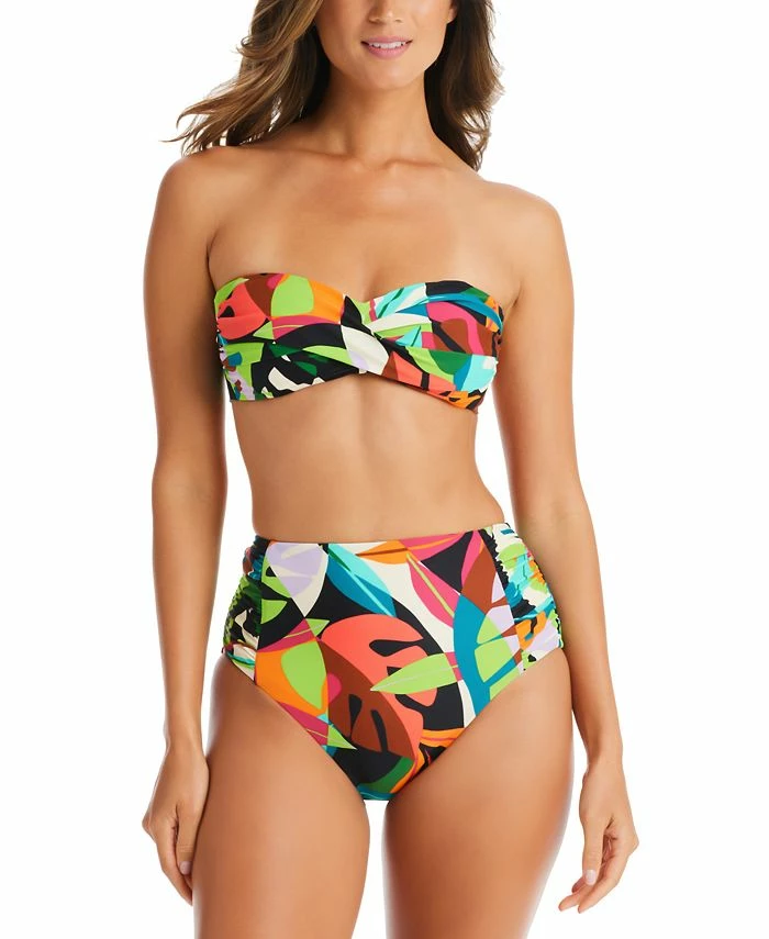 Bar III Tropical Dreams Twist-Front Bandeau Bikini Top & High Waist Bottoms, Created For Macy's 1 Bar III Tropical Dreams Twist-Front Bandeau Bikini Top & High Waist Bottoms, Created For Macy's