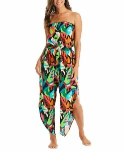 Bar III Women's Tropical Dreams Tube Top Cover-Up Jumpsuit, Created For Macy's