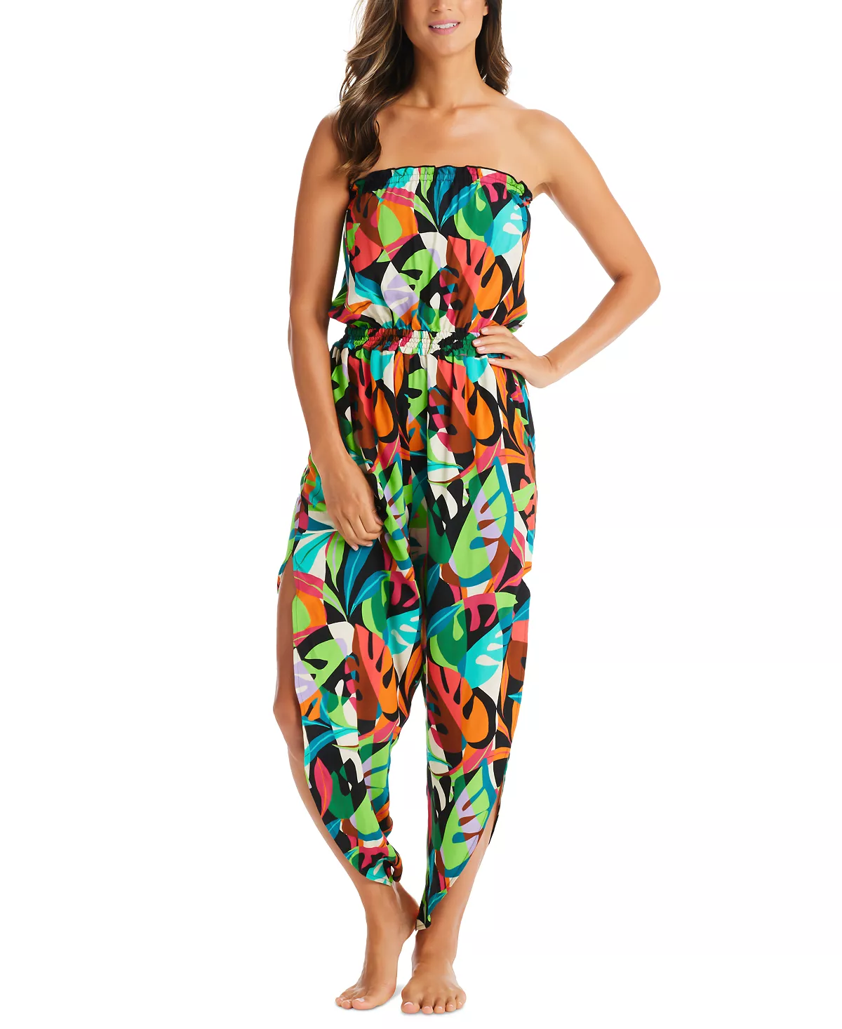 Bar III Women's Tropical Dreams Tube Top Cover-Up Jumpsuit, Created For Macy's 3 Bar III Women's Tropical Dreams Tube Top Cover-Up Jumpsuit, Created For Macy's - Image 3