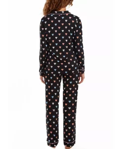 ICollection Women's Tobey Button Down Modal Pajama Pant Set With Pink Contrast Trim, 2 Piece -White Mark Shop 23045650 fpx