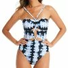Bar III Women's Shibori Tie-Dyed Keyhole One-Piece Swimsuit, Created For Macy's