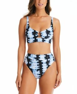 Bar III Shibori Tie-Dyed O-Ring Bikini Top & High Waist Bottoms, Created For Macy's