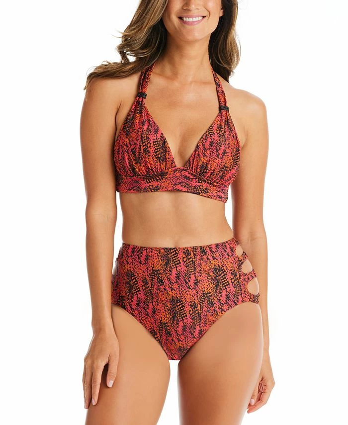 Bar III Viper Snakeskin-Print Halter-Style Bikini Top & High Waist Cut-Out Bottoms, Created For Macy's 1 Bar III Viper Snakeskin-Print Halter-Style Bikini Top & High Waist Cut-Out Bottoms, Created For Macy's
