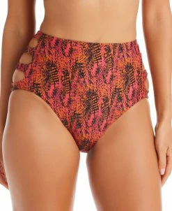 Bar III Women's Viper Snakeskin-Print High Rise Cut-Out Swim Bottoms, Created For Macy's