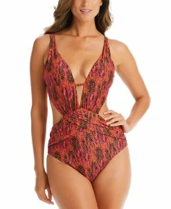 Bar III Women's Viper Snakeskin-Print Cut-Out Monokini, Created For Macy's