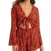 Bar III Women's Viper Knot Long-Sleeve Romper Cover-Up, Created For Macy's