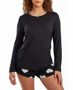 ICollection Women's Kind Heart Modal Henley Pajama Short Set And Ultra Soft In Comfy Cozy Style, 2 Piece