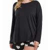 ICollection Kind Heart Plus Size Modal Henley Pajama Short Set Ultra Soft In Comfy Cozy Style, 2 Piece