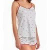 ICollection Women's Kyley Heart Printed Pajama Short Set Trimmed In Red