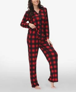 Echo Women's Printed Notch Collar Pajama Set -White Mark Shop 23054375 fpx