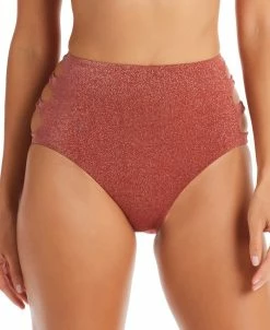 Bar III Women's Shimmering Cut-Out High Rise Bikini Bottoms, Created For Macy's