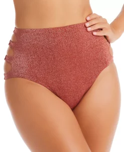 Bar III Women's Shimmering Cut-Out High Rise Bikini Bottoms, Created For Macy's -White Mark Shop 23054917 fpx