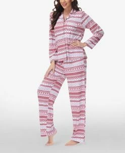 Beautyrest Women's Printed Long Sleeve Notch-Collar Pajama Set, 2 Piece 10 Beautyrest Women's Printed Long Sleeve Notch-Collar Pajama Set, 2 Piece -White Mark Shop 23067642 fpx