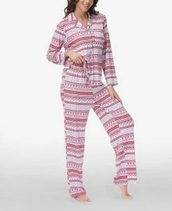 Beautyrest Women's Printed Long Sleeve Notch-Collar Pajama Set, 2 Piece 11 Beautyrest Women's Printed Long Sleeve Notch-Collar Pajama Set, 2 Piece -White Mark Shop 23067644 fpx