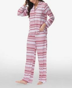Beautyrest Women's Printed Long Sleeve Notch-Collar Pajama Set, 2 Piece 12 Beautyrest Women's Printed Long Sleeve Notch-Collar Pajama Set, 2 Piece -White Mark Shop 23067649 fpx