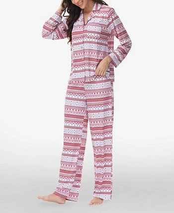 Beautyrest Women's Printed Long Sleeve Notch-Collar Pajama Set, 2 Piece 5 Beautyrest Women's Printed Long Sleeve Notch-Collar Pajama Set, 2 Piece - Image 5