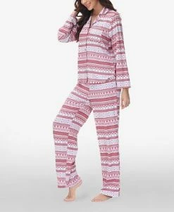 Beautyrest Women's Printed Long Sleeve Notch-Collar Pajama Set, 2 Piece 13 Beautyrest Women's Printed Long Sleeve Notch-Collar Pajama Set, 2 Piece -White Mark Shop 23067650 fpx