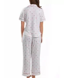 ICollection Kyley Plus Size Pajama Heart Print Pant Set Trimmed In Red With Front Pockets, 2 Piece 4 ICollection Kyley Plus Size Pajama Heart Print Pant Set Trimmed In Red With Front Pockets, 2 Piece -White Mark Shop 23076555 fpx