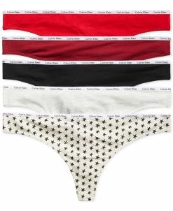 Calvin Klein Women's Signature Logo 5-Pk. Thong Underwear QD3712